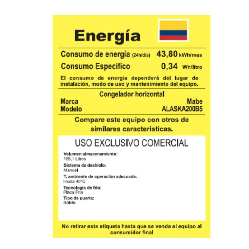 CONGELADOR HORIZONTAL 200 L BRUTOS BLANCO MABE - Imagen 3