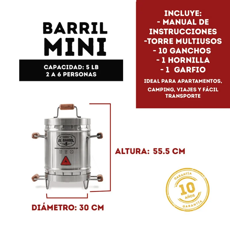 BARRIL ASADOR MINI EN ACERO - Imagen 2