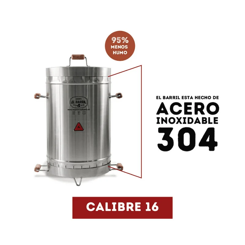 BARRIL ASADOR MEDIANO EN ACERO - Imagen 5