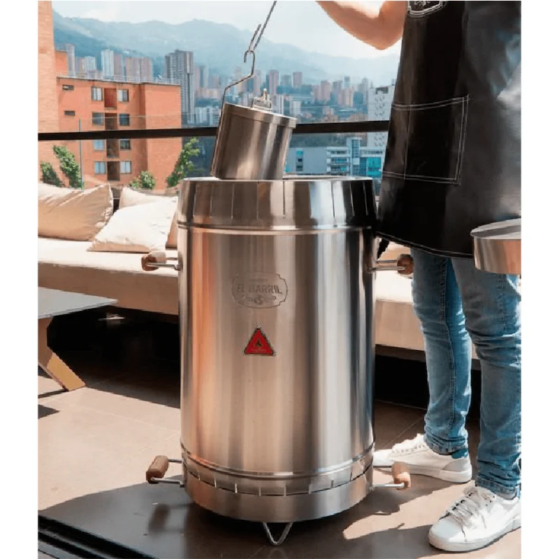 BARRIL ASADOR MEDIANO EN ACERO - Imagen 2