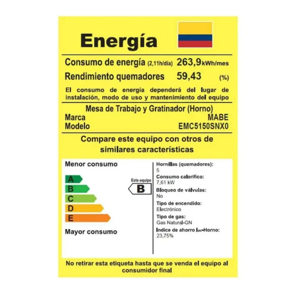 ESTUFA DE PISO A GAS DE 52 CM INOXIDABLE MABE - Imagen 2