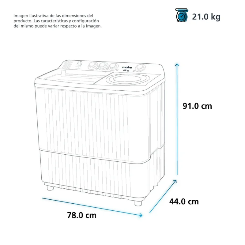 LAVADORA SEMIAUTOMÁTICA PROPELA 11 KG BLANCA MABE - Imagen 4