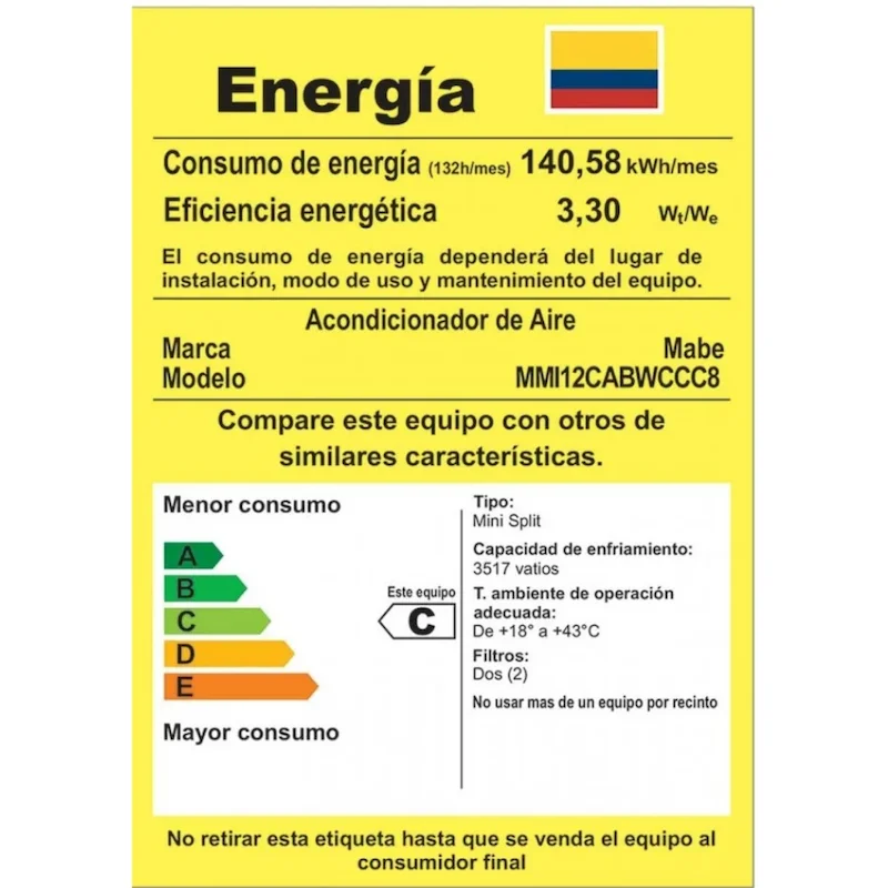 MABE, MINISPLIT DE 12.000 BTU BL 110V - Imagen 5