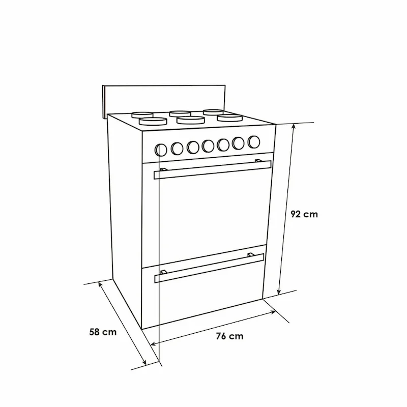 ABBA, ESTUFA DE PISO 6 PUESTOS GAS NATURAL NEGRO PARRILLA HIERRO FUNDIDO - Imagen 3