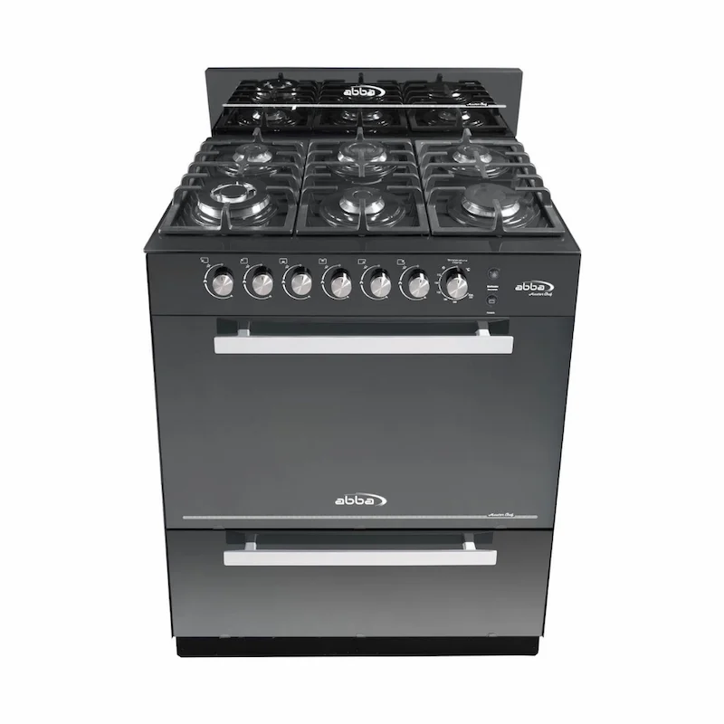 ABBA, ESTUFA DE PISO 6 PUESTOS GAS NATURAL NEGRO PARRILLA HIERRO FUNDIDO