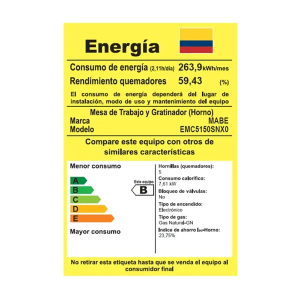 ESTUFA DE PISO DE 20" INOXIDABLE MABE - Imagen 4
