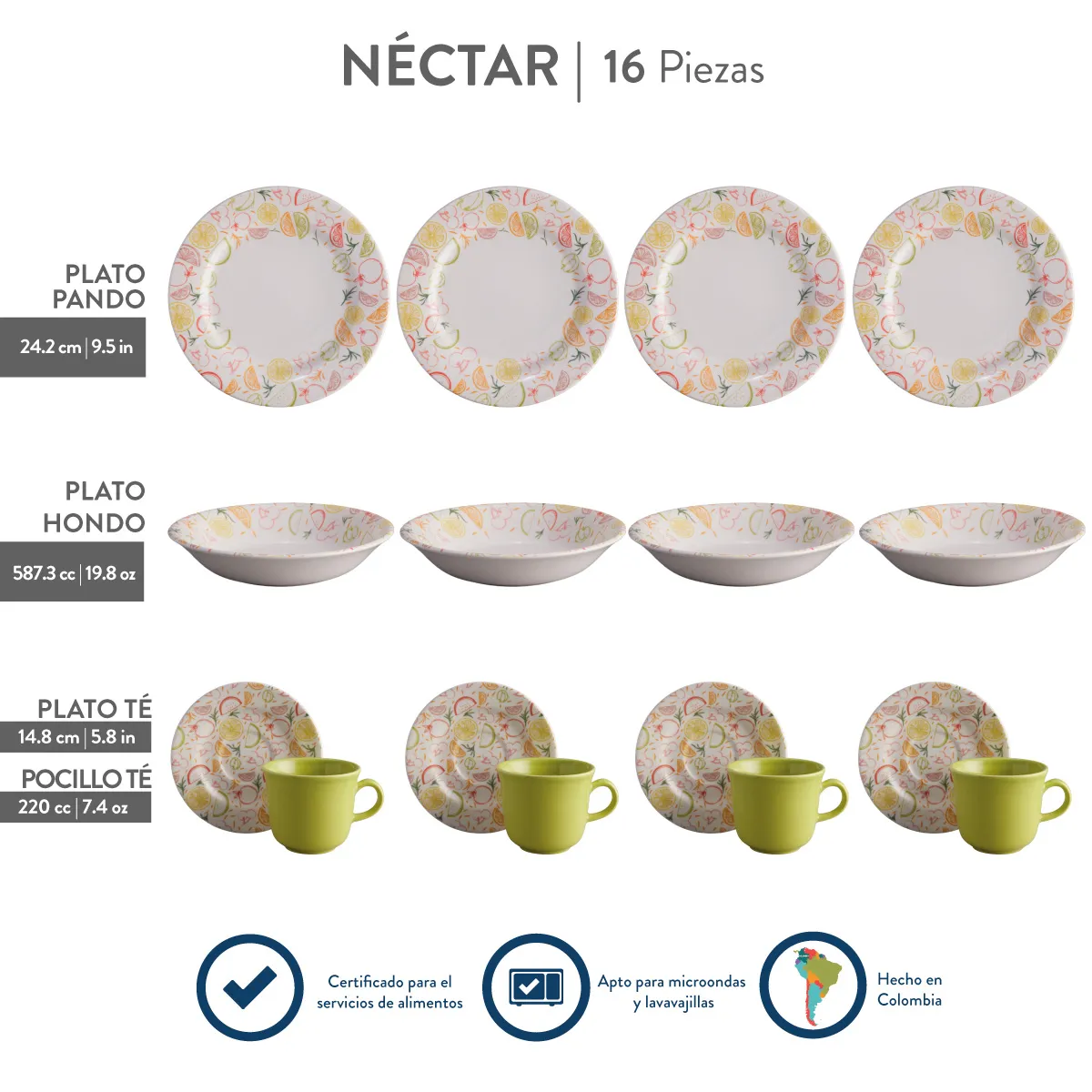 VAJILLA CORONA NÉCTAR 4 PUESTOS 16 PIEZAS - Imagen 4
